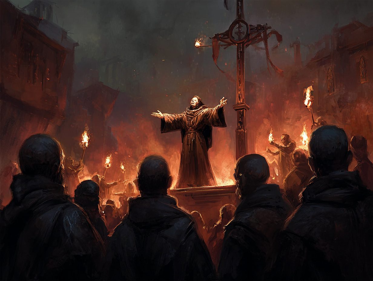 Procesión de la Iglesia de la Última Llama purgando la corrupción con fuego